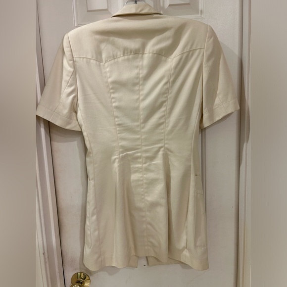 Escada Jacket, Short Sleeve, Button Front, Front Patch Pockets, Cream, Sz 6 / 36 - Picture 12 of 15